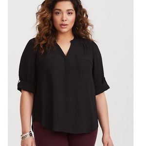 Torrid HARPER BLACK GEORGETTE PULLOVER BLOUSE